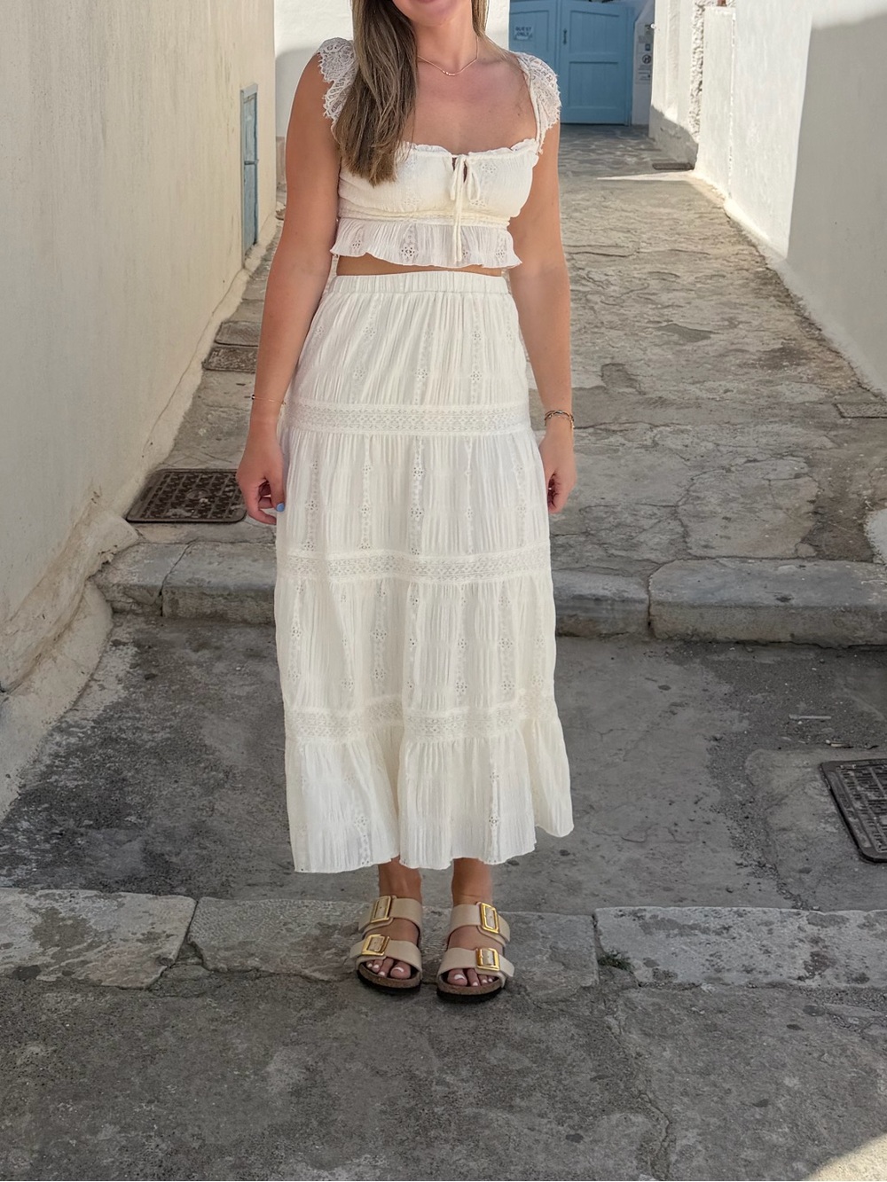 Maxi Skirt Set Ivory Greece Vacation